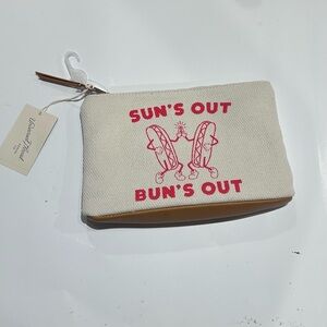 Universal Thread "Sun's Out, Bun's Out" canvas cosmetic bag faux leather bottom